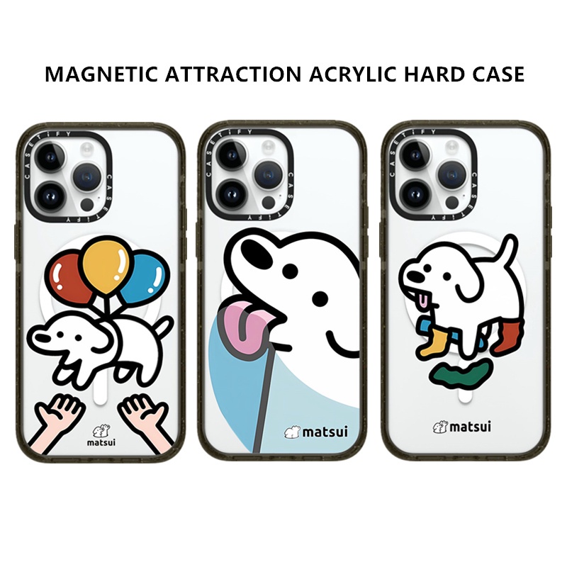 Casetifg เคสโทรศัพท์มือถือ ซิลิโคนแข็ง ใส กันกระแทก ลายสุนัข Matsui พร้อมกล่องชาร์จแม่เหล็ก สําหรับ iPhone 15 11 12 13 14 Pro Max