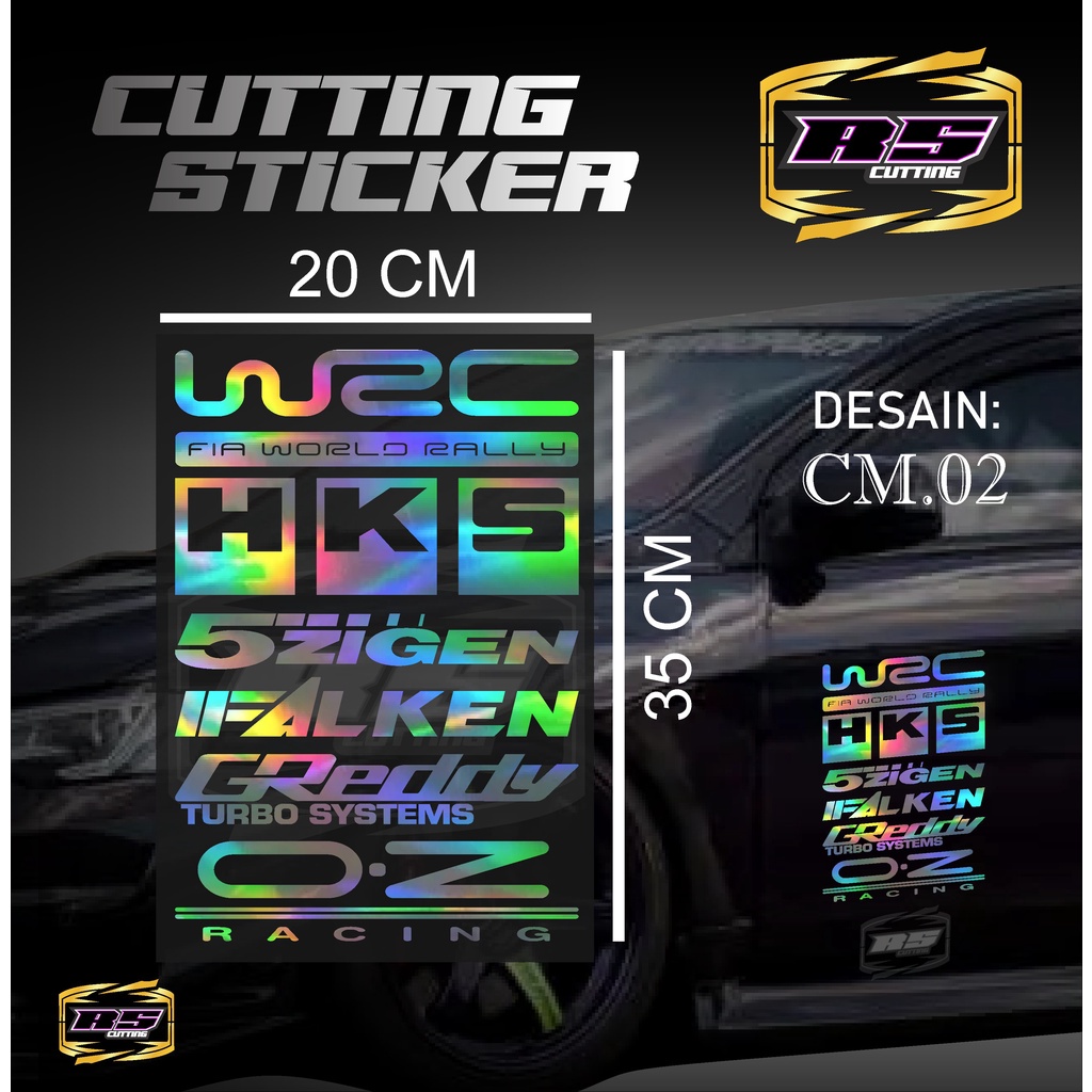 สติกเกอร์ตัดแต่งรถยนต์ แถบลิสต์ โครเมี่ยม สีรุ้ง ทอง และสีพื้น WRC HKS 5ZIGEN FALKEN GREEDY OZ CM 02