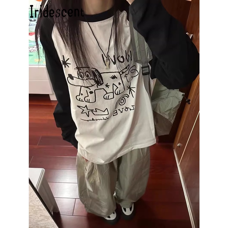 Iridescent เสื้อครอป เสื้อแฟชั่นผู้หญิง แขนยาว ชิค สไตล์ น่ารัก เท่ WTX23934KZ 44Z231101