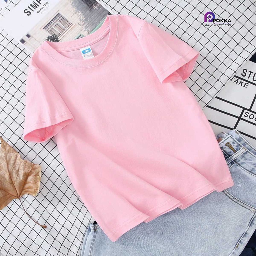 【Top เสื้อยืดแขนสั้น】 เสื้อยืดคอกลมสีพื้น ผ้าฝ้าย 100% ระบายอากาศดี ดีไซน์เก๋ เหมาะสำหรับเยาวชน