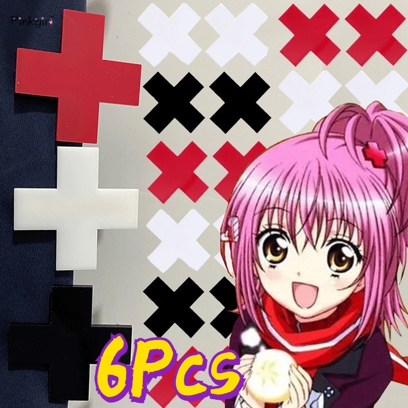 กิ๊บติดผมคอสเพลย์ การ์ตูนอนิเมะ Shugo Chara Y2K สีดํา สีขาว สีแดง 1 6 ชิ้น