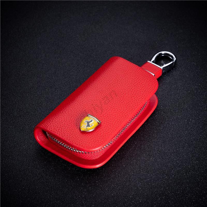 เคสกุญแจรีโมตรถยนต์หนัง แบบฝาพับ พร้อมช่องใส่บัตร สําหรับ Ferrari Roma F8 Portofino SF90 812 296 488 360 California T GTC4Lusso F430 458 599 Purosangue FF 575M