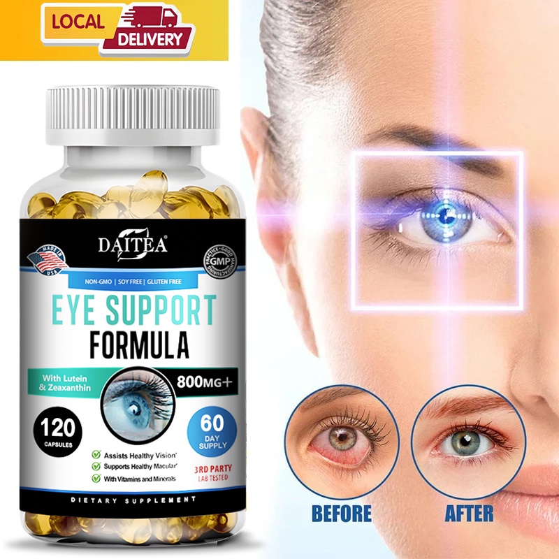 Eye vitamins relieve fatigue and vision, dry eyes and protect against blue light in healthy adults