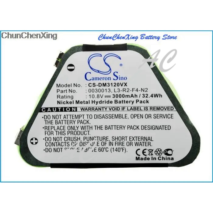 AC Cameron Sino 3000mAh Battery 0030013, L3-R2-F4-N2 for Dirt Devil M030, M3120