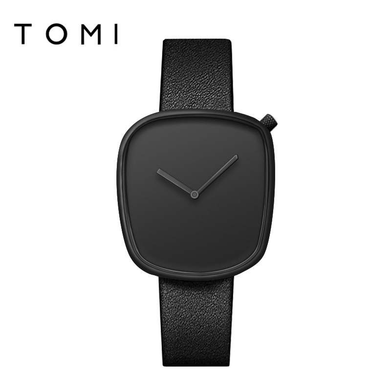 Tomi Pebble Watch Quartz Fashion Mens Belt Watch Simple Square