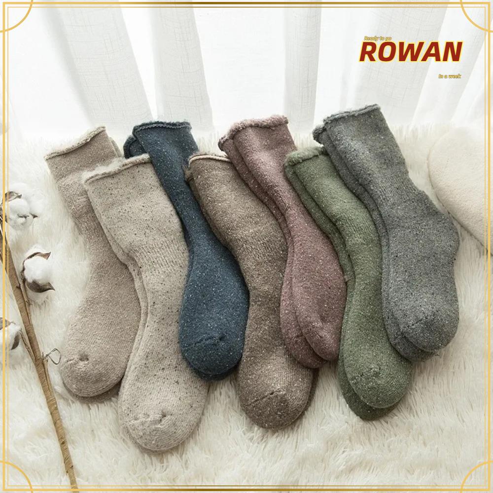 Rowans ถุงเท้ากันหนาว แบบหนา ให้ความอบอุ่น คุณภาพสูง สีพื้น สําหรับผู้ชาย และผู้หญิง