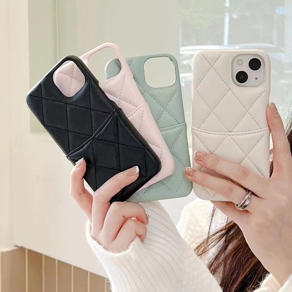 แฟชั่นหนังใส่การ์ดเคสโทรศัพท์สําหรับIPhone 16 Pro Max 15 14 Plus 13 12 Promax 16promax 15promax 14promax 13Promaxปกหลัง