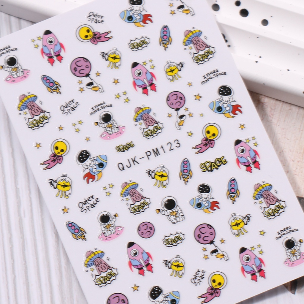 HAMA Nail Nail Art สติกเกอร์ขายส่งน่ารักการ์ตูนนักบินอวกาศ Series ดาวและ Moon ตกแต่งเล็บเด็กs สติกเกอร์ Decals - รูปที่ 2