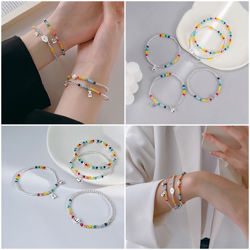สร้อยข้อมือ ประดับลูกปัด รูปหมีน่ารัก สีสันสดใส เหมาะกับเป็นของขวัญวันเกิด