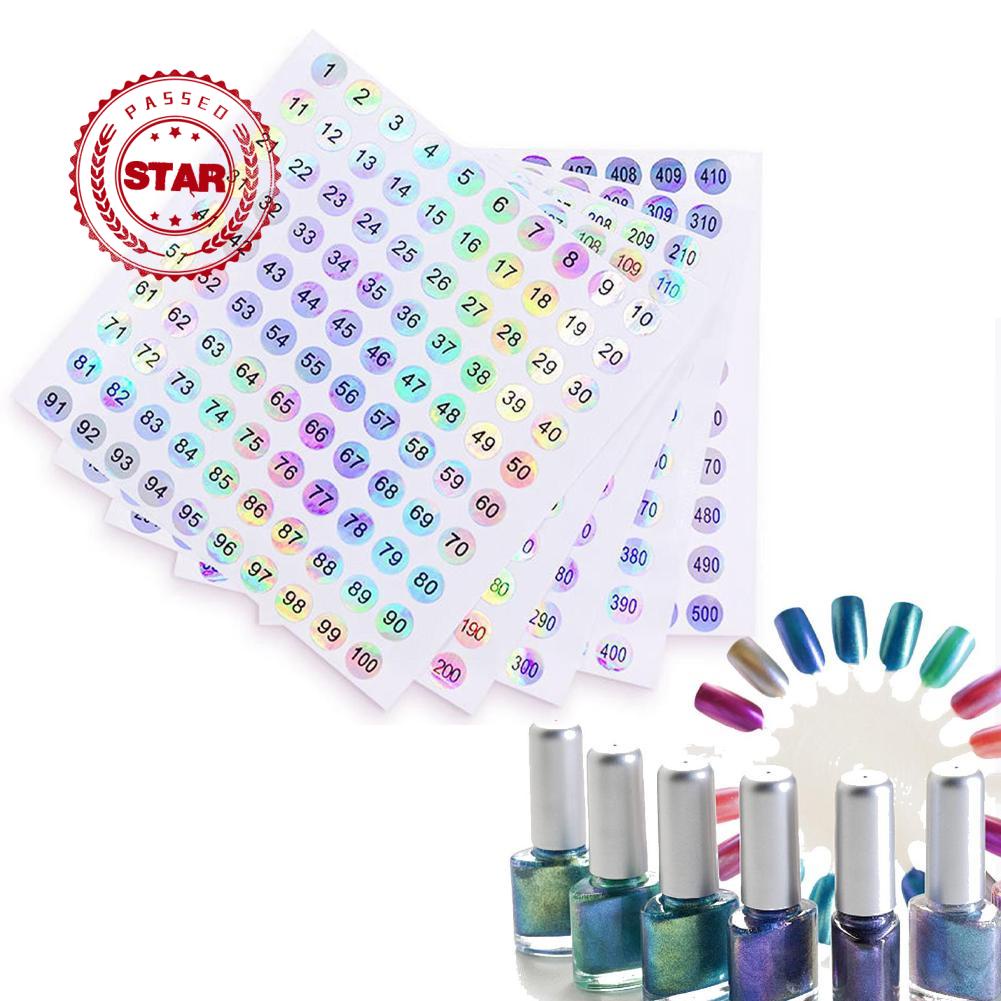 สติกเกอร์ตัวเลขเลเซอร์ ทรงกลม กันน้ํา สําหรับติดตกแต่งเล็บ 1-500 B3N3