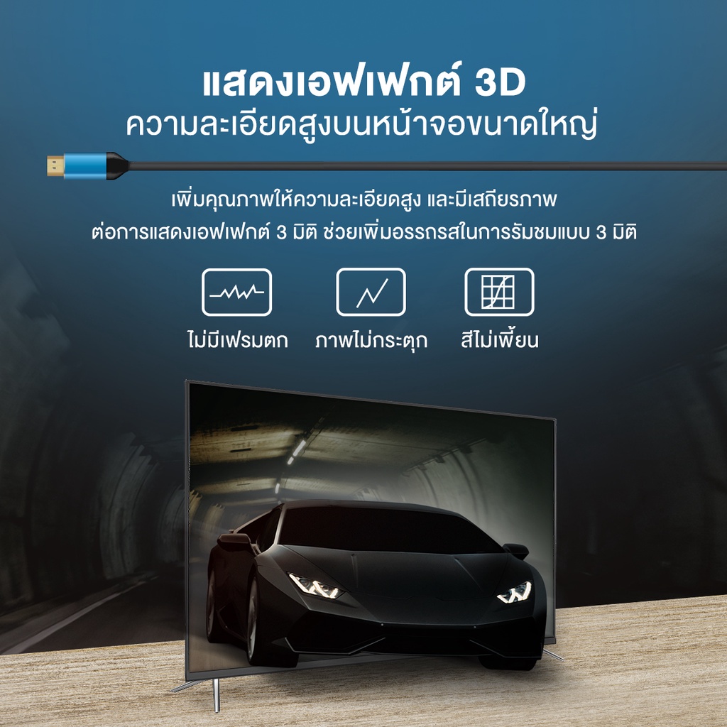 สาย HDMI 2.1 ต่อทีวี 8K/60Hz 4k/120Hz 48Gbps สายหนาอย่างดี สายเชื่อมต่อ TV สายทีวี Monitor PS5 PS4 PC