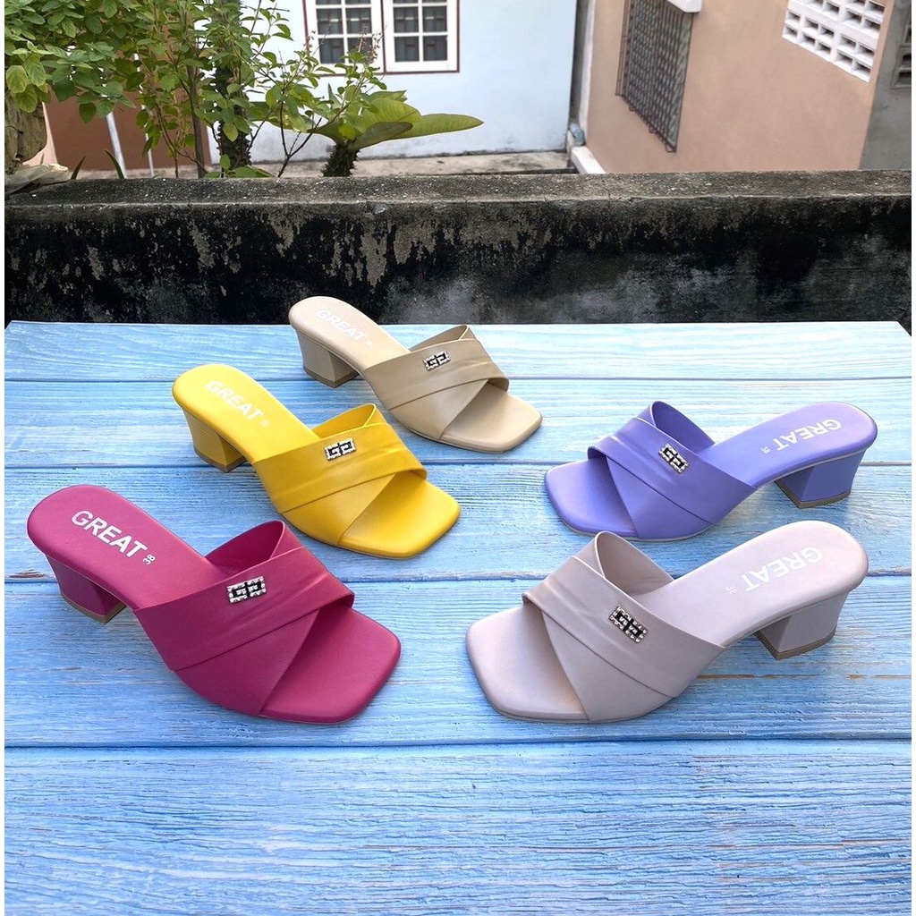 Great-M32 รองเท้าส้นสูง รองเท้าผู้หญิง ไซส์ใหญ่ หนังPU น้ำหนักเบา ไซส์36-45 เท้าอวบควรบวกเพิ่ม1ไซส์