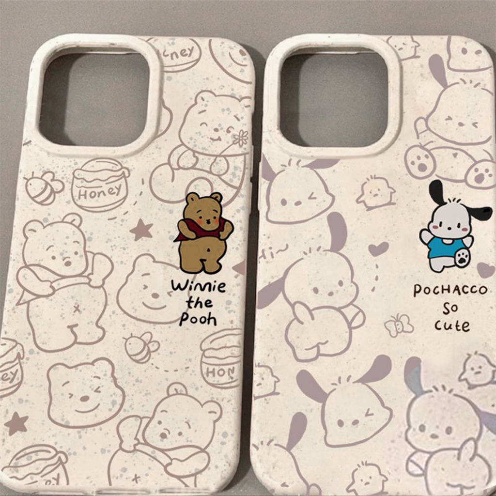 For iPhone 14 11 Pro Max 13 15 12 Pro Max 7 8 Plus XR X XS Max 15Plus SE หมี Couple Pattern Soft Case เคส เคสไอโฟน Cove