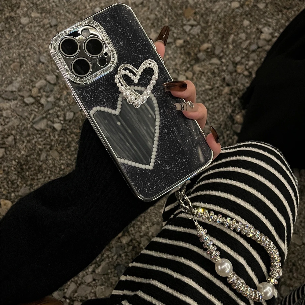 เคสโทรศัพท์มือถือแบบกระจกแข็ง กันกระแทก กันรอยกล้อง ประดับเพชร หรูหรา สําหรับ iPhone15 Pro Max 14 13 12 Pro Max