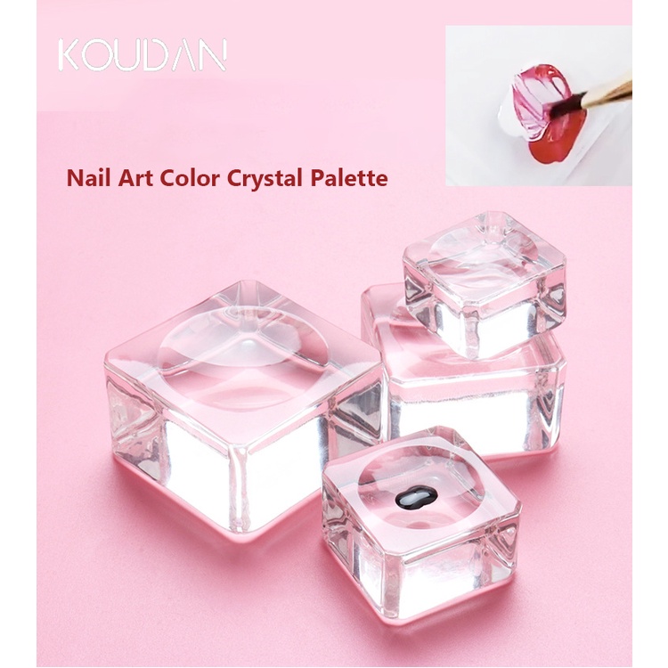 Koudan จานผสมสีคริสตัล ทรงสี่เหลี่ยม สําหรับผสมสีเล็บเจล