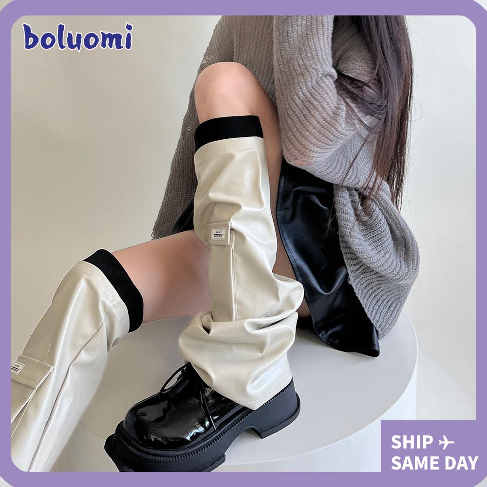 Boluomi ปลอกหุ้มขา หนังนิ่ม ให้ความอบอุ่นสูง ลายลูกไม้ แฟชั่นฤดูใบไม้ร่วง ฤดูหนาว