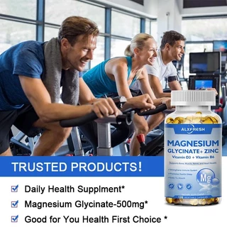 Alxfresh Magnesium Glycinate 500mg ผลิตภัณฑ์เสริมอาหารสําหรับผู้หญิงและผู้ชายการนอนหลับธรรมชาติสนับสนุนสุขภาพกระดูกภูมิคุ้มกันอารมณ์สนับสนุนสุขภาพหัวใจ