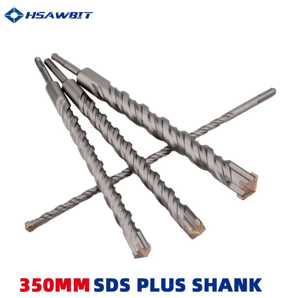 ความยาว 350 มม. ดอกสว่านก่ออิฐ SDS Plus Shank สําหรับค้อนไฟฟ้าทังสเตนคาร์ไบด์ Cross-Tip เส้นผ่านศูนย์กลางตั้งแต่ 10 ถึง 22 มม.