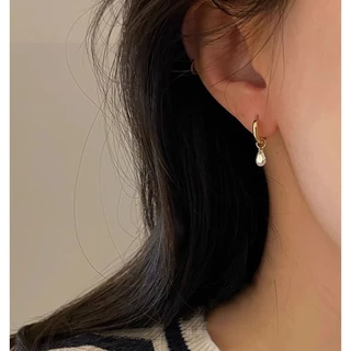 เครื่องประดับ ต่างหูเพทาย ทรงเรขาคณิต สีขาว สไตล์เกาหลี มินิมอล ของขวัญ ปาร์ตี้ สําหรับผู้หญิง