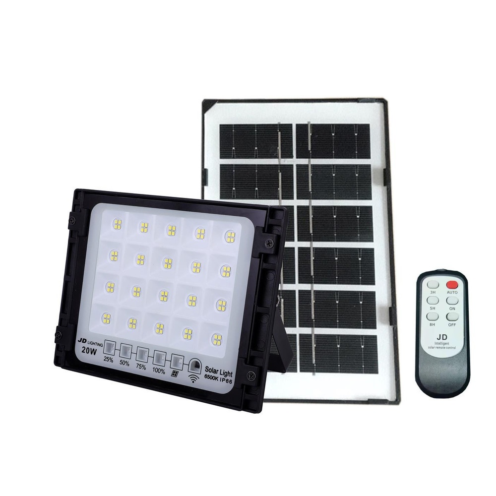 Lookpat_Mall JD โคมไฟสปอร์ตไลท์โซลาร์เซลล์ 20W พร้อมรีโมท รุ่นJTGD-8820D แสงเดย์ไลท์ ยอดขายอันดับหนึ