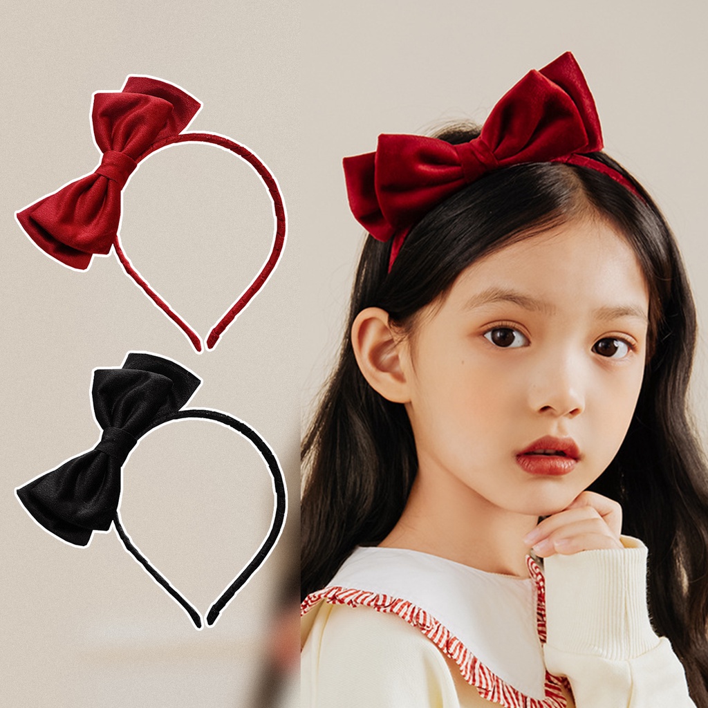 1 ชิ้น วินเทจ กํามะหยี่ ที่คาดผม สองชั้น โบว์ ที่คาดผม สีพื้น ที่คาดผม สําหรับเด็ก น่ารัก
