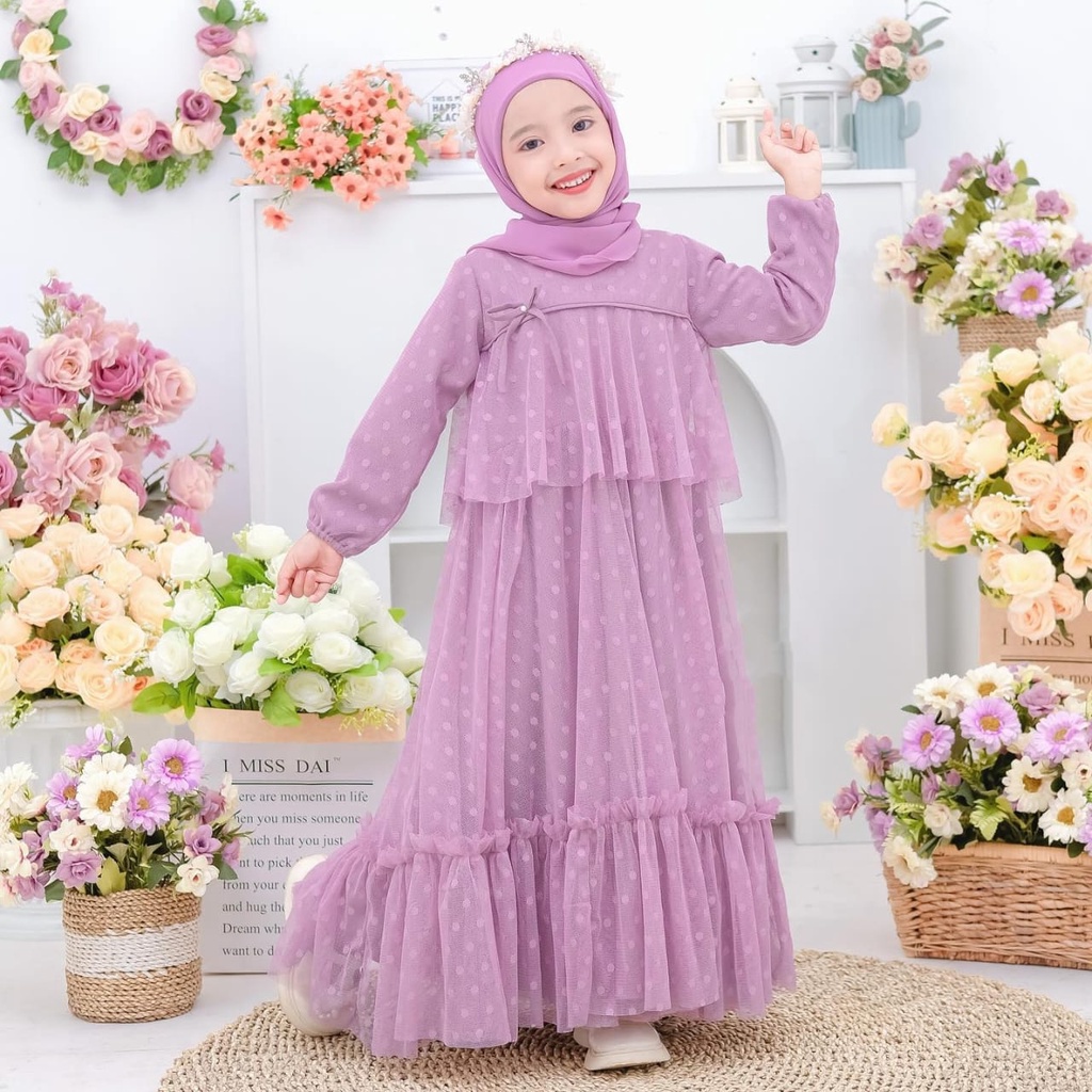 Ra - ชุดเจ้าหญิง Kids Modern Contemporary Matt Syila Mix Tile Dot Premium Gamis Girls ML XL แฟชั่น