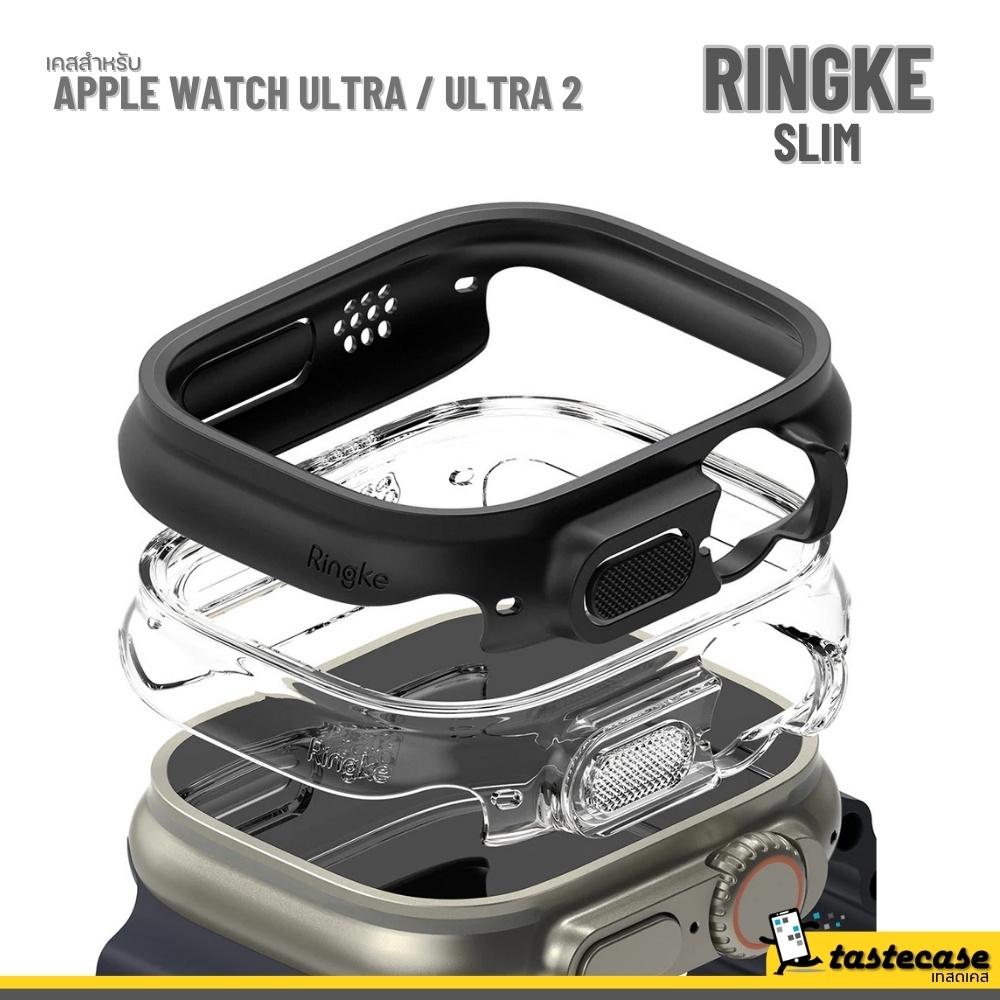 Ringke Slim เคสสำหรับ Apple Watch Ultra และ Apple Watch Ultra 2 ขนาด 49 mm. - Matte Black + Clear
