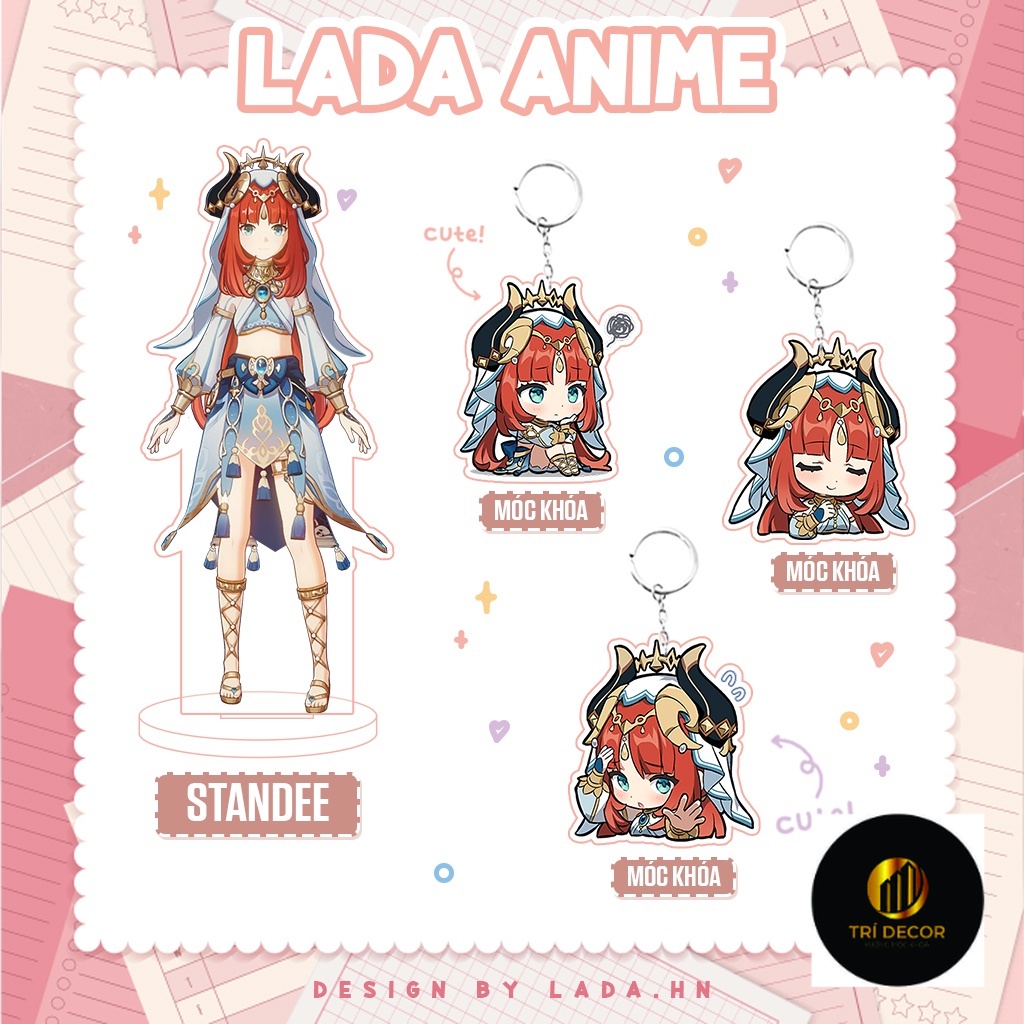 Nilou Genshin Impact Lada โต๊ะทํางานโมเดลพวงกุญแจน่ารักจิบิอะนิเมะของขวัญตกแต่ง