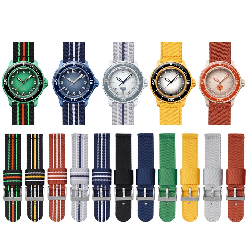 Zulu สายนาฬิกาข้อมือไนล่อน ผ้าแคนวาส สําหรับ Swatch X Blancpain Fifty Fathoms 20 มม. 22 มม.