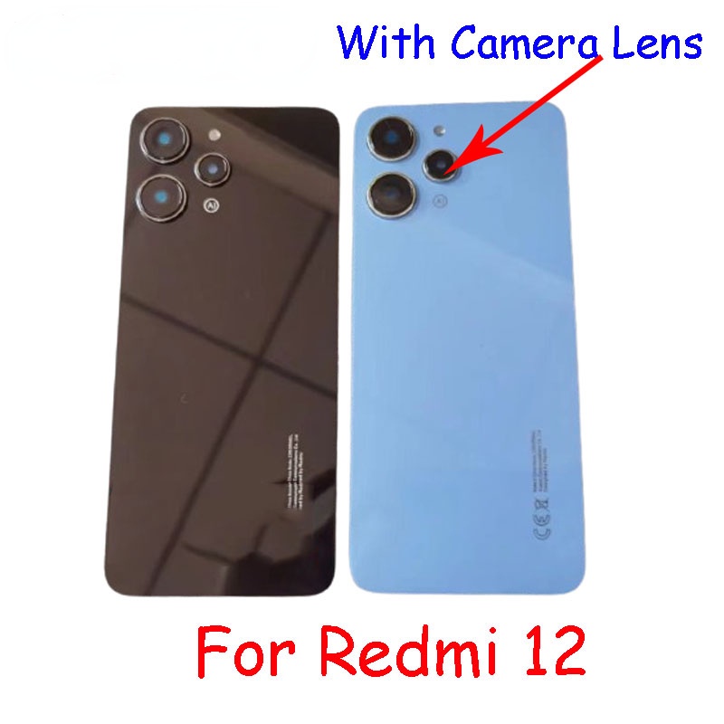 Aaaa ฝาครอบแบตเตอรี่ด้านหลัง พร้อมเลนส์กล้อง อะไหล่ซ่อมแซม สําหรับ Xiaomi Redmi 12 23053RN02A 23053RN02Y