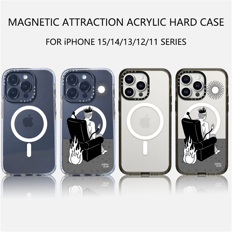 Casetify X Leo เคสโทรศัพท์มือถืออะคริลิค TPU แข็ง ใส ขอบขาวดํา พร้อมกล่อง สําหรับ Apple IPhone 11 12 13 14 15 Pro Max