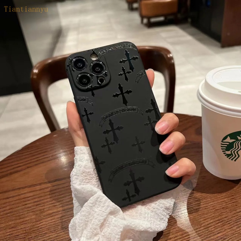 เคสโทรศัพท์ซิลิโคน แบบนิ่ม ลายไม้กางเขน กันกระแทก หรูหรา สําหรับ iPhone X TO 13PRO xs TO 14 rpo XR T