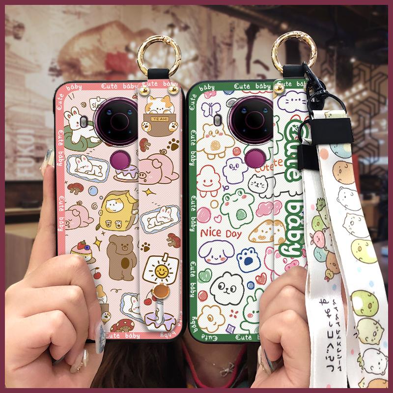 Dirt-resistant Cute Phone Case For Nokia 5.4 Cartoon Anti-dust Wrist Strap Soft case Anti-knock Shockproof Fashion Design