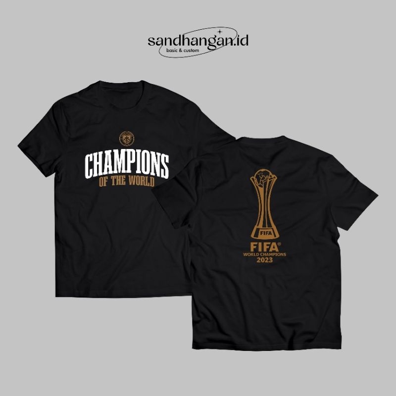 คอกลม เสื้อยืด MANCHESTER CITY MANCITY FIFA CLUB WORLD CUP 2023 CHAMPIONS WINNER COMBED 24S พรีเมี่ย