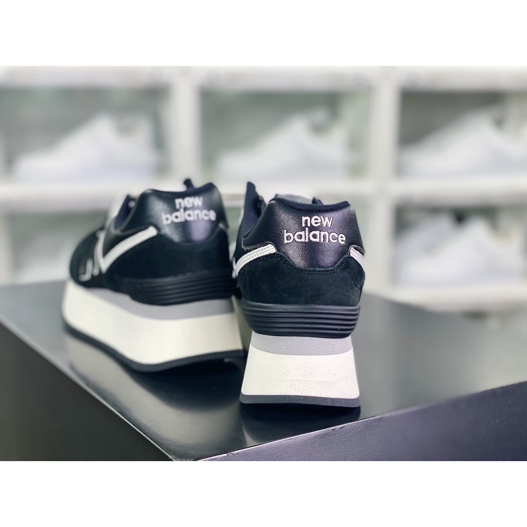 New Balance 574 Plus Black Retro Sport Running Thick Bottom Shoes Unisex Sneakers For Women WL574ZA