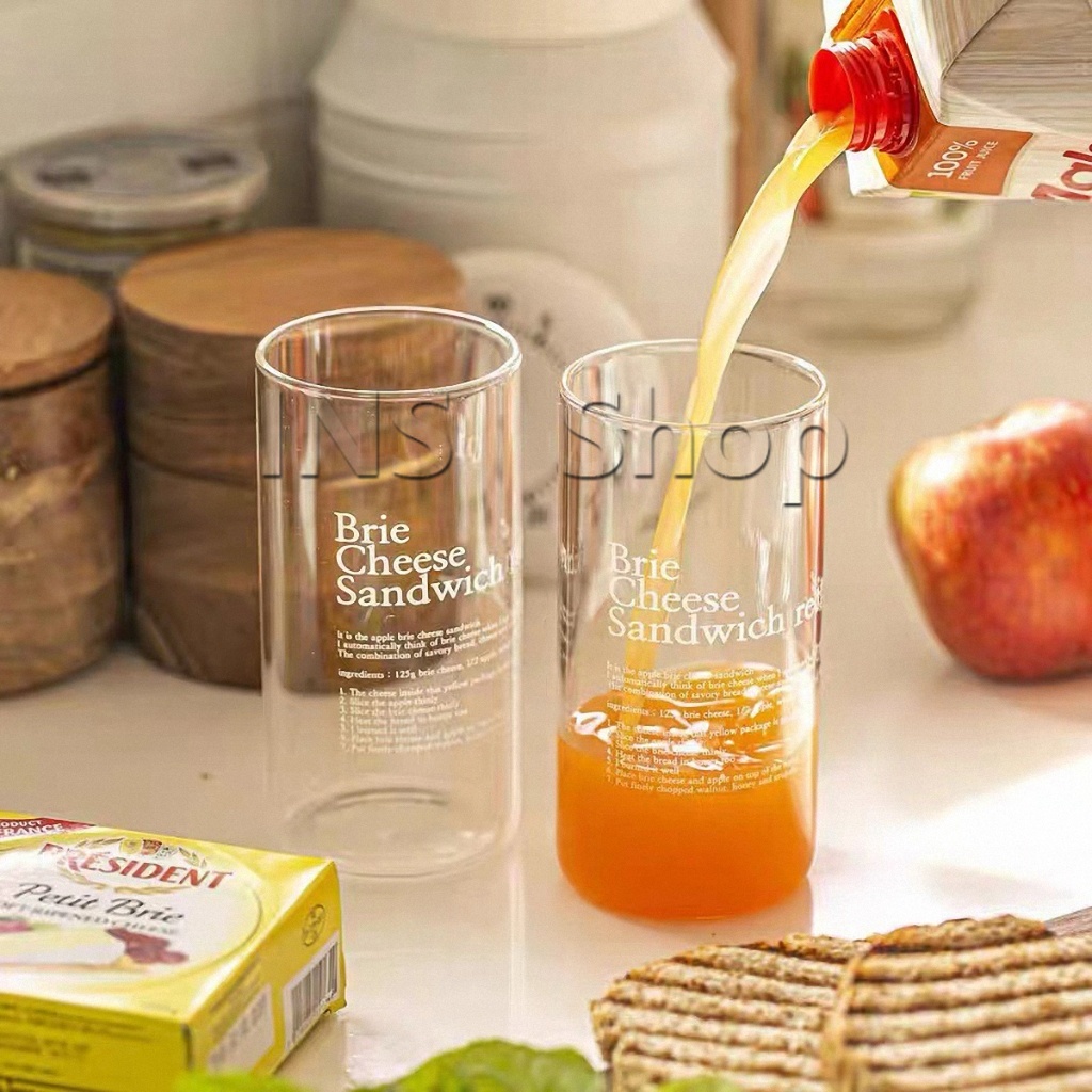 INS แก้วกาแฟ ทนความร้อน แก้วใส่ นม น้ํา ขนาด 400ml มินิมอล หรือใช้ประกอบฉากถ่ายรูปสวยๆ Glass Cup