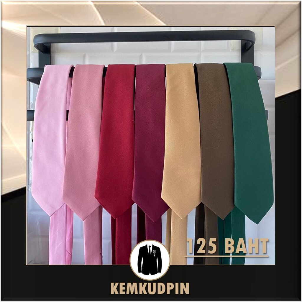 Necktie เนคไทด์ ผ้า polyester ขนาด 7 CM ผ้าไม่เงา