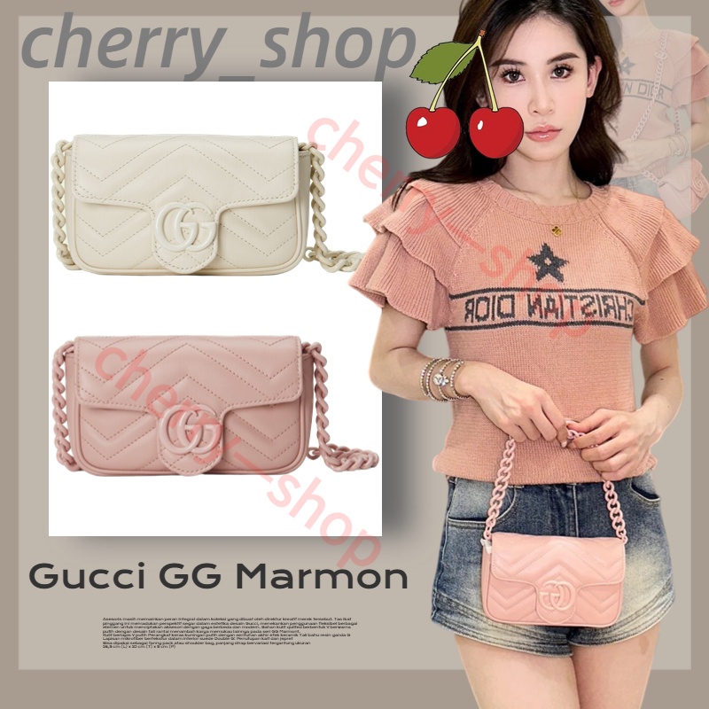 Gucci GG Marmont belt bag ผู้หญิง/กระเป๋าสะพายไหล่/กระเป๋าสะพายข้าง