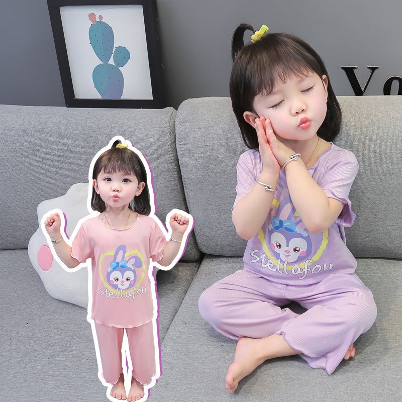 ชุดนอนเด็กผู้หญิง ชุดเซ็ท 2 ชิ้น (กางเกง+เสื้อ) ลายการ์ตูนน่ารัก ราคา ถูกที่สุด ดีลบีเคเค แกลเลอรีภาพที่ 6