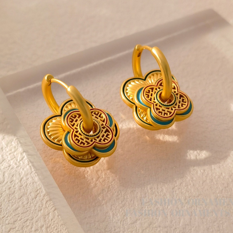 พร้อมส่ง IRIS Vintage | Secret garden earrings GV055 เคื่องประดับ สร้อย ตุ้มหู ทอง 18K