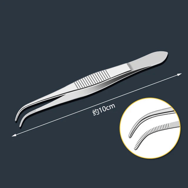 ！#@Medical ophthalmic tweezers eye surgical tweezers elbow straight molluscum tweezers 10cm hook