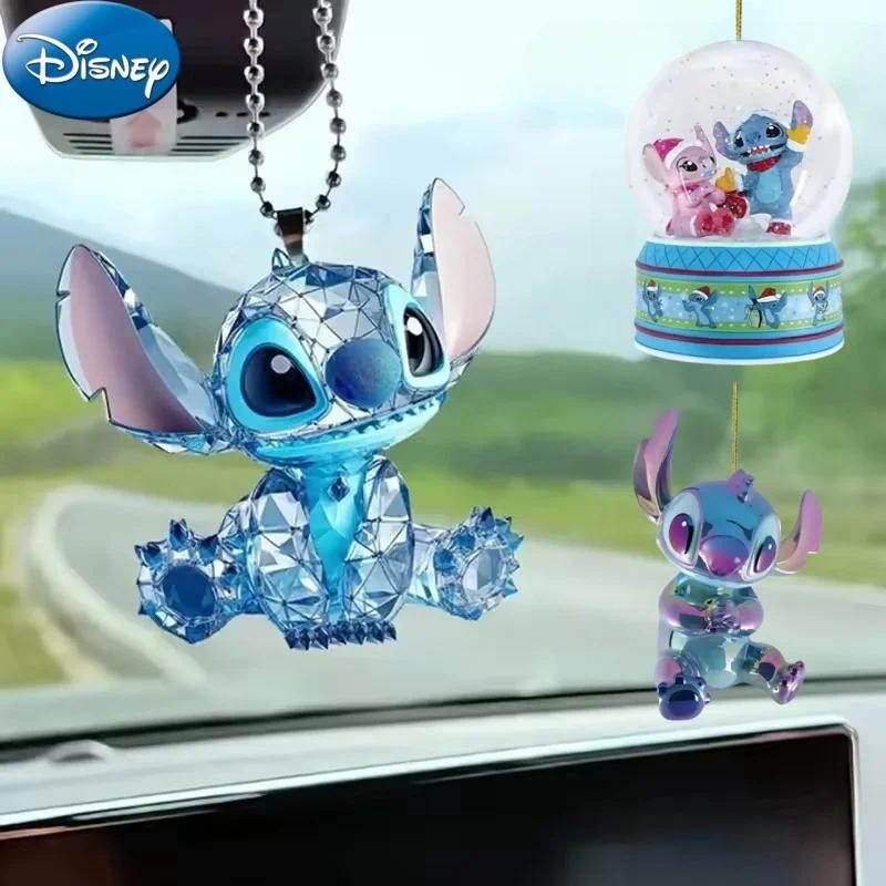 Kawaii Disney Stitch อะนิเมะรถแขวนจี้ 2D แบนอะคริลิคเครื่องประดับ Stitch Key กระเป๋ากระจกมองหลังแขวนอุปกรณ์เสริมของขวัญ1