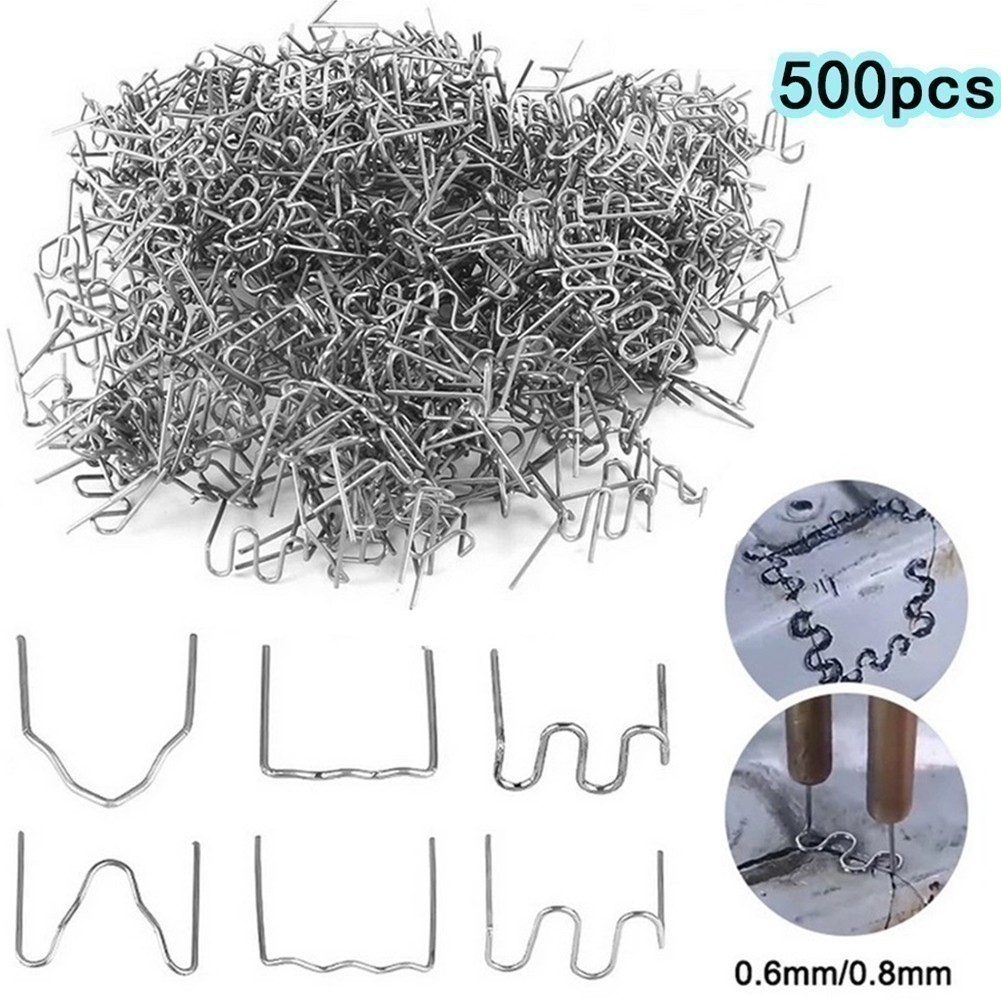 [LSAR] 500pcs 0.6/0.8 มม.เย็บกระดาษร้อนลวดเย็บกระดาษสําหรับรถกันชนพลาสติกเครื่องเชื่อมชุดซ่อม