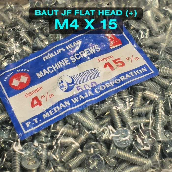 ไขควง JF Bolt M4 x 15 หัวแบน 4x15 มม. พร้อมเกลียวเต็ม (500 ชิ้น)