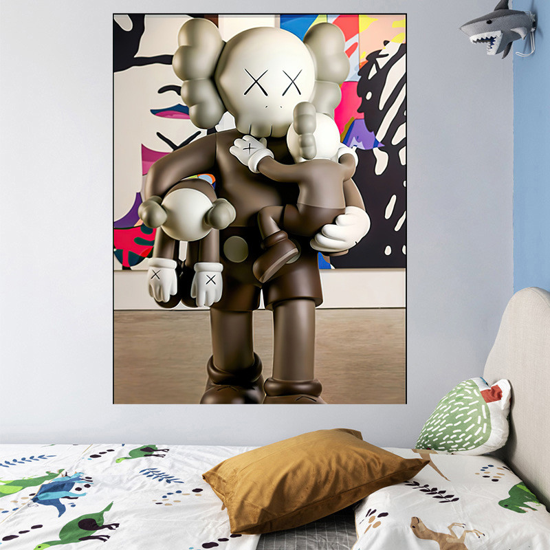 ผ้าพื้นหลังแนวตั้งสไตล์หมีรุนแรง ผ้าคลุมทางเข้าห้องนอน ผ้าคลุมผนัง Kaws ตกแต่งถ่ายทอดสด ผ้าแขวน