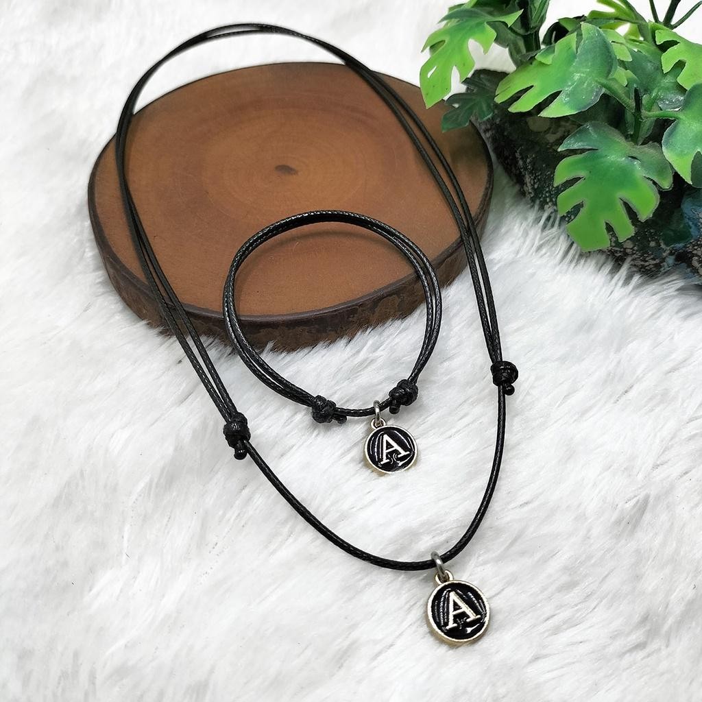 EPOXY สร้อยคอตัวอักษรเริ่มต้นเชือกกันน้ําเกาหลี