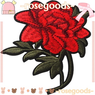 Rose แผ่นผ้าโพลีเอสเตอร์ ปักลายดอกกุหลาบ สีแดง ขนาด 3.9x4 นิ้ว สําหรับเย็บติดเสื้อผ้า หมวก 8 ชิ้น