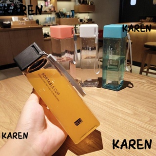 Karen เหยือกน้ําดื่ม พลาสติก ทรงสี่เหลี่ยม แบบพกพา ไร้ BPA 450 มล. อุปกรณ์เสริม สําหรับปั่นจักรยาน