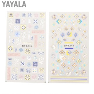 Yayala 5D Nail  DIY 2 Sheet Portable Exquisite Self Adhesive Embossed