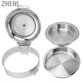 Zhenl Stainless Steel Round Buffet Chafer Rustproof  Tray Keeps Warm Chafing Dishes Water with Roll Top Lid for